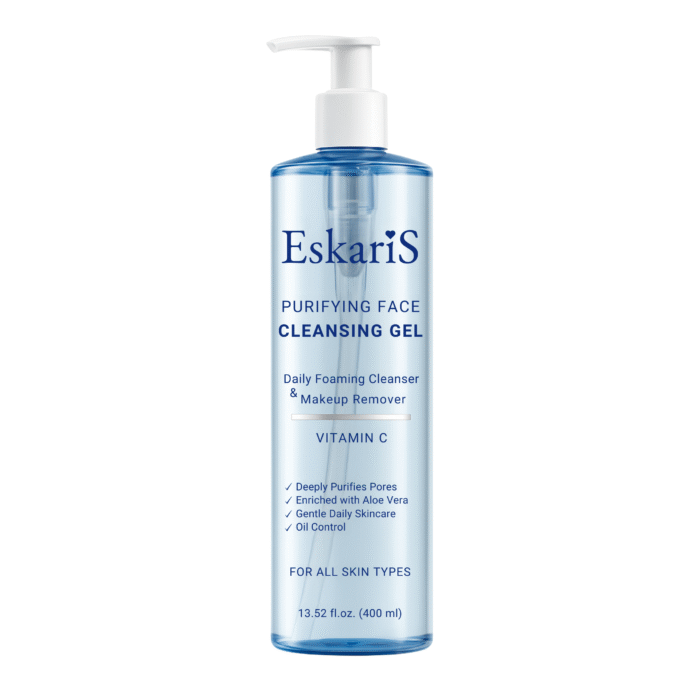 Eskaris Purifying Face Cleansing Gel – Vitamin C & Aloe Vera, Daily Foaming Cleanser & Makeup Remover, Soap-Free Face Wash, Oil Control, For All Skin Types, 13.52 oz (400 ml)