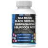BOIC Sea Moss Capsules – Wildcrafted Irish Sea Moss with Black Seed Oil, Ashwagandha, Bladderwrack, Burdock Root, Turmeric & Elderberry – 15-in-1 Superfood Blend – 90 Capsules
