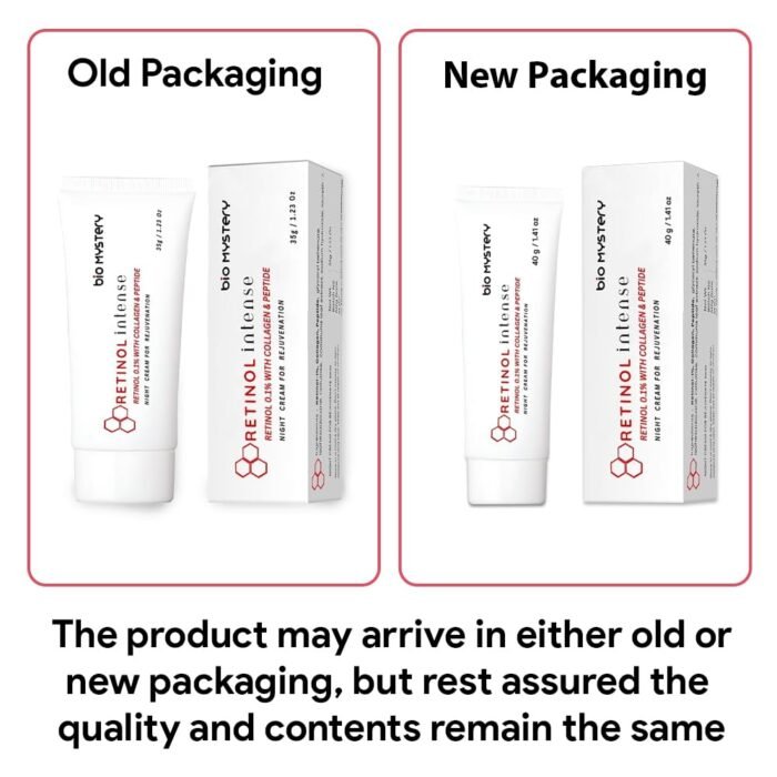 Retinol 0.1% Intense Cream with Collagen & Peptides – Night Cream – Smooths Fine Lines – 35g / 1.23 oz