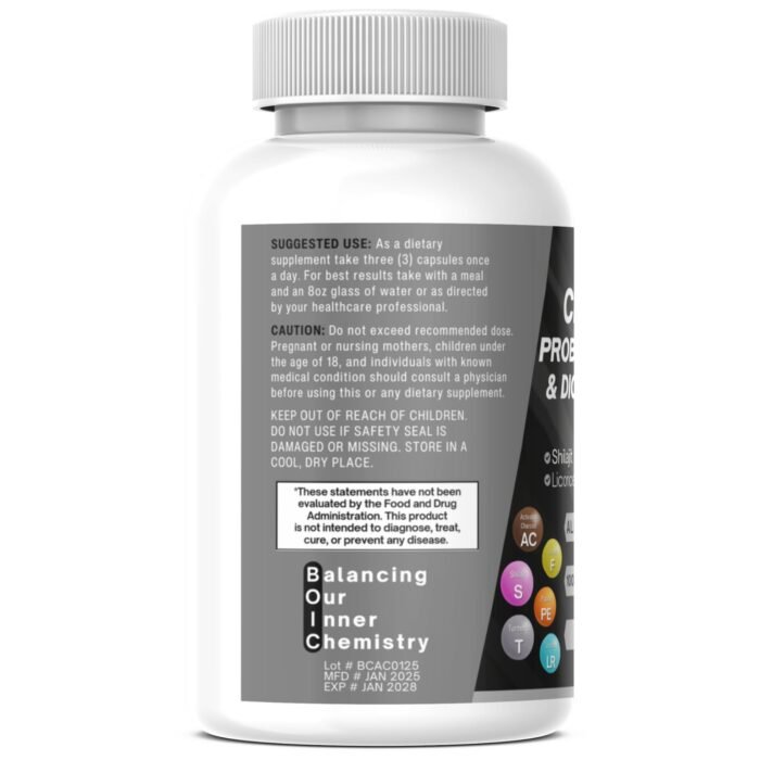 BOIC Activated Charcoal Capsules – Extra Strength with Shilajit, 200 Billion CFU Probiotics, Digestive Enzymes, Peppermint, Fennel, Licorice & Ginger – 120 Capsules